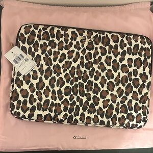 Kate Spade Leopard Print Tablet Laptop Sleeve with Duster Bag